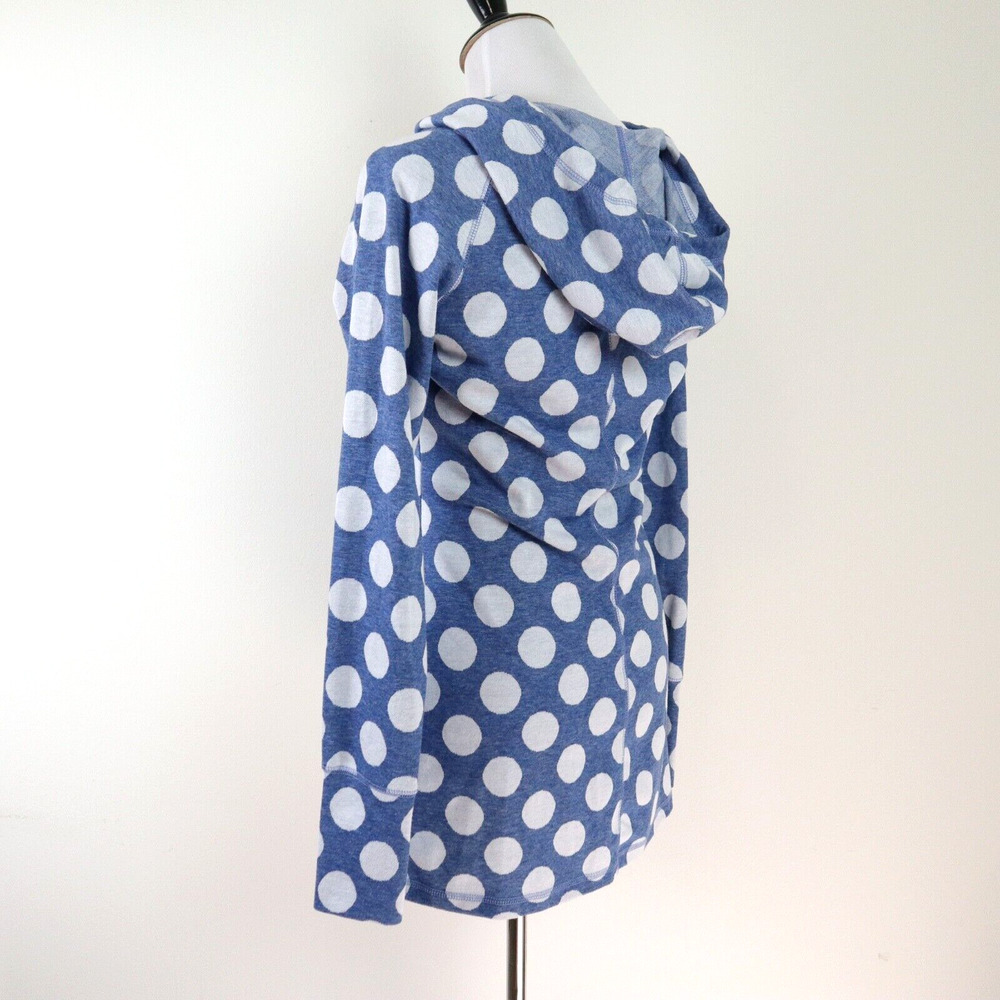 Betabrand Size M Cowl Neck Sweatshirt Tunic Blue White Polka Dot - Picture 4 of 10